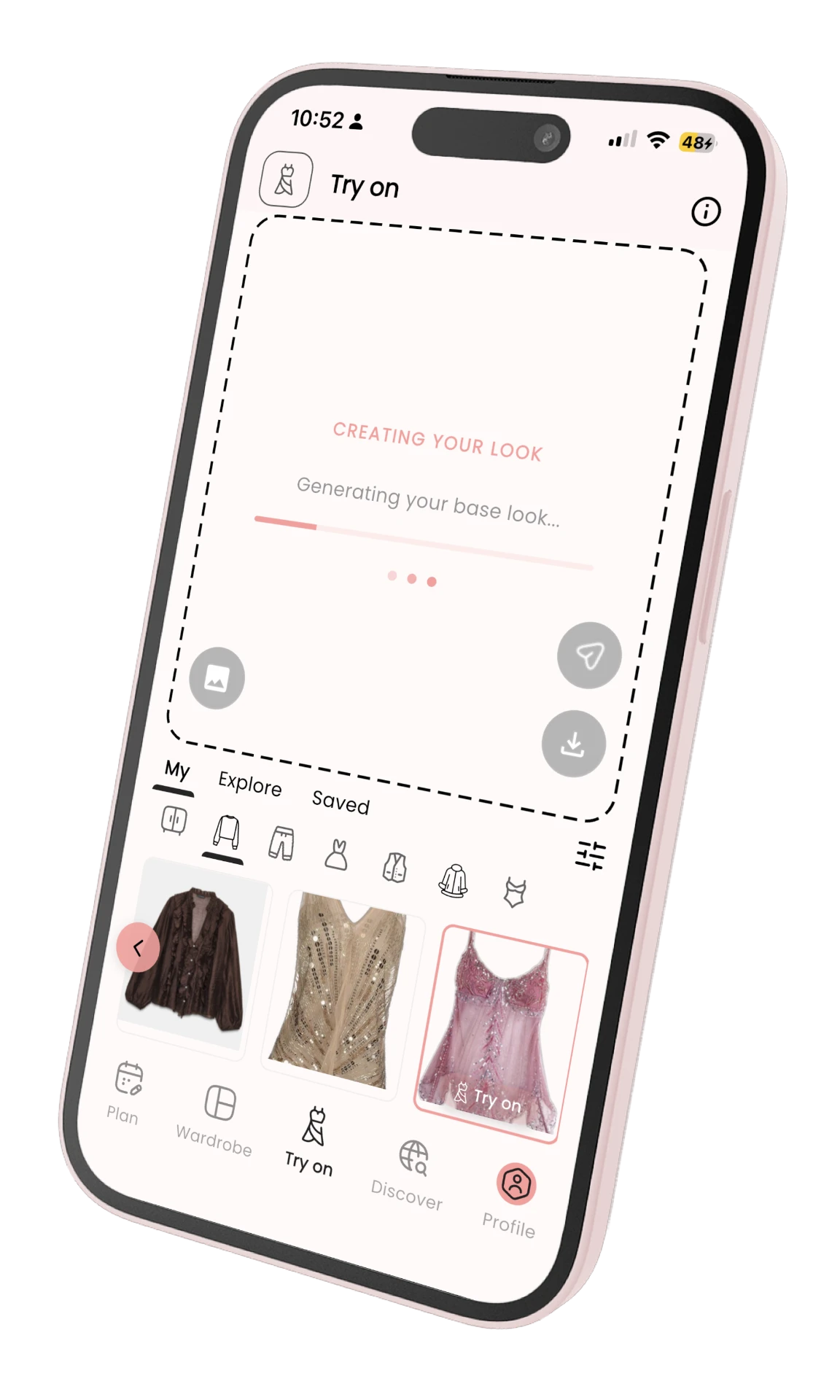ViWear virtual try-on app screen